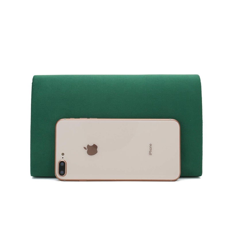CHARMING TAILOR Faux Suede Clutch Bag Elegant Metal Binding Evening Purse for Wedding/Prom/Black-Tie Events (Green) - Image 3